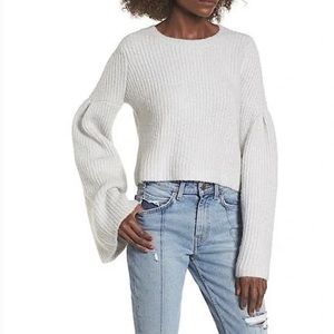 LOVERS + FRIENDS Grey Maxine crop ribbed sweater